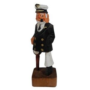 Wooden Sea Captain Peg Leg Rubber Pipe 8" tall Nautical Decor